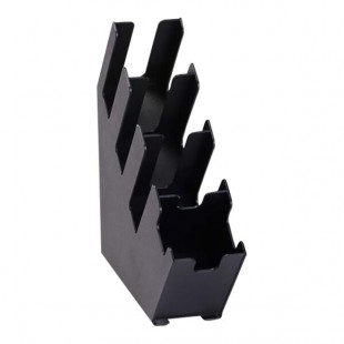 Dispense-Rite Black Polystyrene 4-Section Countertop Cup, Lid, and Straw Organizer LID-4BT-WS