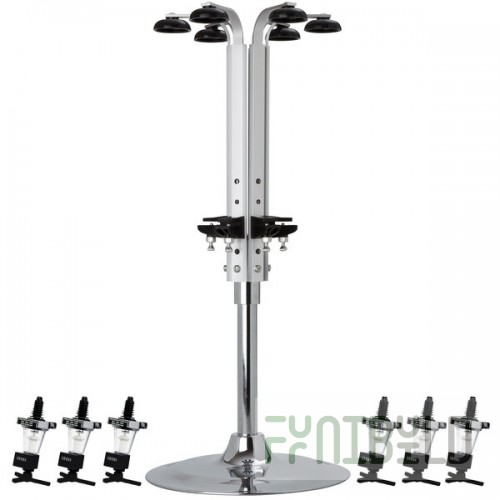 Precision Pours ROL 1 1/8 oz MM Rack & Pour 1.125 oz. Rotary 6 Bottle Measured Liquor Pourer and Rack System with Shot-Counting Meter