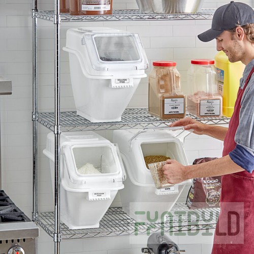 Baker's Lane Set of (3) 6.3 Gallon / 100 Cup Ingredient Shelf Bins with 6 Label Sheets