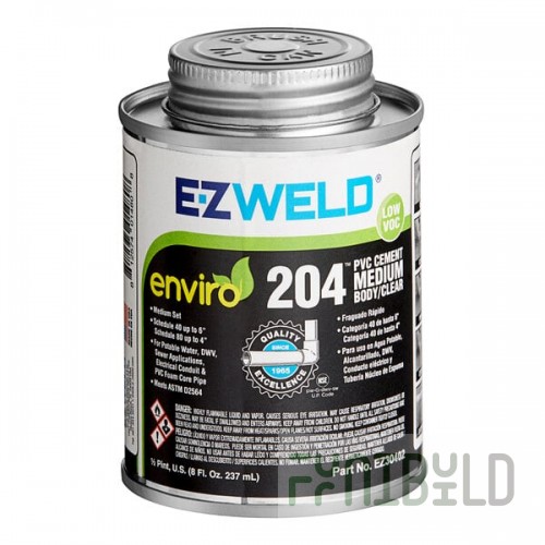 E-Z Weld EZ20402N 8 oz. Clear Medium Body PVC Cement