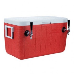 Micro Matic CB482R Red 2 Faucet 48 Qt. Insulated Jockey Box with 100 ft. Coils Micro Matic CB482R Red 2 Faucet 48 Qt. Insulated Jockey Box with 100 ft. Coils