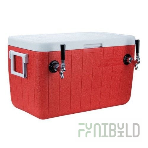 Micro Matic CB482R Red 2 Faucet 48 Qt. Insulated Jockey Box with 100 ft. Coils