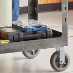 Lavex Large Black 2-Shelf Utility Cart with Ergonomic Handle, Built-In Tool Compartments, and Oversized Wheels - 43 1/8 Lavex Large Black 2-Shelf Utility Cart with Ergonomic Handle, Built-In Tool Compartments, and Oversized Wheels - 43 1/8