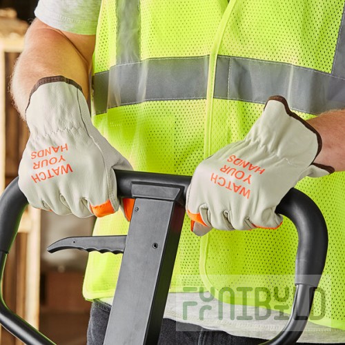 Cordova Standard Grain Cowhide Leather Driver's Gloves with Hi-Vis Orange Fingertips and 