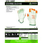 Cordova Standard Grain Cowhide Leather Driver's Gloves with Hi-Vis Orange Fingertips and 