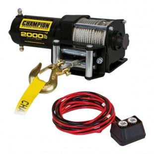 Champion Power Equipment ATV / UTV 12V DC Electric Winch Kit with 49' Galvanized Steel Aircraft Cable 12003 - 2,000 lb. Capacity Champion Power Equipment ATV / UTV 12V DC Electric Winch Kit with 49' Galvanized Steel Aircraft Cable 12003 - 2,000 lb. Capacity