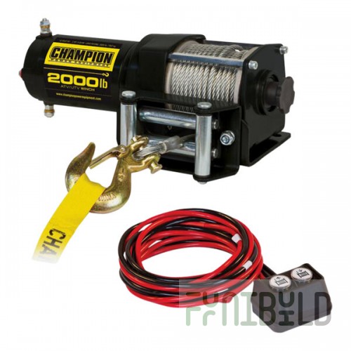 Champion Power Equipment ATV / UTV 12V DC Electric Winch Kit with 49' Galvanized Steel Aircraft Cable 12003 - 2,000 lb. Capacity