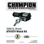 Champion Power Equipment ATV / UTV 12V DC Electric Winch Kit with 49' Galvanized Steel Aircraft Cable 12003 - 2,000 lb. Capacity