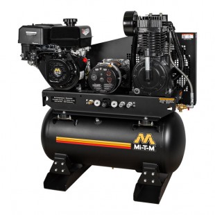 Mi-T-M 30 Gallon Carbon Steel Two-Stage Stationary Gas-Powered Horizontal Air Compressor / Generator AG2-SM14-30M - 14 hp, 2,300-4,000W Mi-T-M 30 Gallon Carbon Steel Two-Stage Stationary Gas-Powered Horizontal Air Compressor / Generator AG2-SM14-30M - 14 hp, 2,300-4,000W