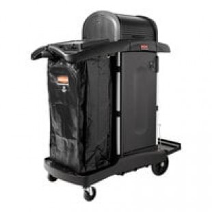 Rubbermaid® FG9T7500BLA High Security Janitor Cart with Locking Hood and Cabinets Rubbermaid® FG9T7500BLA High Security Janitor Cart with Locking Hood and Cabinets