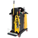 Rubbermaid® FG9T7500BLA High Security Janitor Cart with Locking Hood and Cabinets