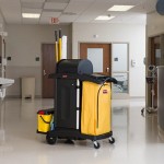 Rubbermaid® FG9T7500BLA High Security Janitor Cart with Locking Hood and Cabinets