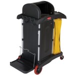 Rubbermaid® FG9T7500BLA High Security Janitor Cart with Locking Hood and Cabinets