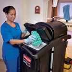 Rubbermaid® FG9T7500BLA High Security Janitor Cart with Locking Hood and Cabinets