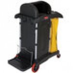 Rubbermaid® FG9T7500BLA High Security Janitor Cart with Locking Hood and Cabinets