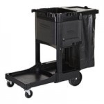 Rubbermaid® FG9T7500BLA High Security Janitor Cart with Locking Hood and Cabinets