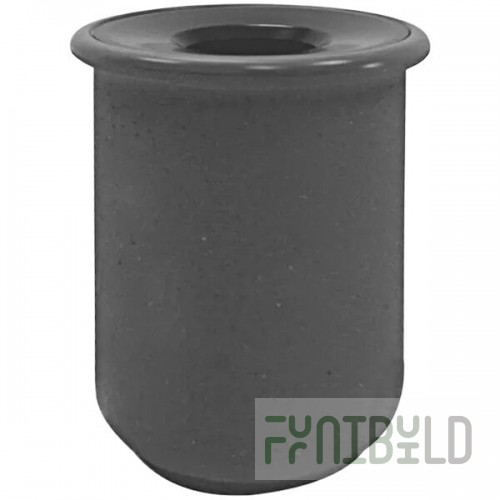 Wausau Tile TF1105 Senora 24 Gallon Concrete Round Decorative Outdoor Trash Can with Aluminum Funnel Lid