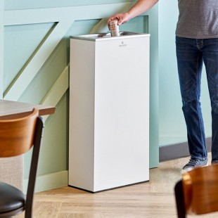 Lancaster Table & Seating 17 Gallon White Powder-Coated Metal Rectangular Decorative Trash Can Lancaster Table & Seating 17 Gallon White Powder-Coated Metal Rectangular Decorative Trash Can