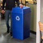 Rubbermaid® Untouchable 50 Gallon Blue Square Recycle Bin Kit with Bottle / Can Hole Lid