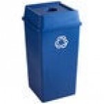 Rubbermaid® Untouchable 50 Gallon Blue Square Recycle Bin Kit with Bottle / Can Hole Lid