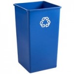 Rubbermaid® Untouchable 50 Gallon Blue Square Recycle Bin Kit with Bottle / Can Hole Lid
