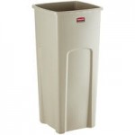 Rubbermaid® Untouchable 50 Gallon Blue Square Recycle Bin Kit with Bottle / Can Hole Lid
