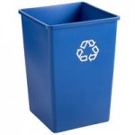 Rubbermaid® Untouchable 50 Gallon Blue Square Recycle Bin Kit with Bottle / Can Hole Lid