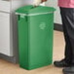 Lavex 23 Gallon Green Slim Rectangular Recycling Bin and Green Lid with Slot