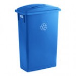 Lavex 23 Gallon Green Slim Rectangular Recycling Bin and Green Lid with Slot