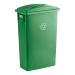 Lavex 23 Gallon Green Slim Rectangular Recycling Bin and Green Lid with Slot