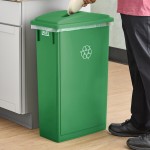 Lavex 23 Gallon Green Slim Rectangular Recycling Bin and Green Lid with Slot