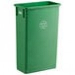 Lavex 23 Gallon Green Slim Rectangular Recycling Bin and Green Lid with Slot
