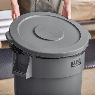 Lavex 44 Gallon Gray Round Commercial Trash Can Lid