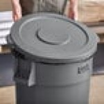 Lavex 44 Gallon Gray Round Commercial Trash Can Lid