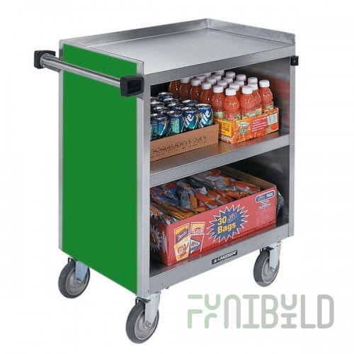 Lakeside 844G Heavy-Duty Stainless Steel Three Shelf Utility Cart With Enclosed Base and Green Finish - 22 1/2