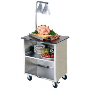 Lakeside 626BS Heavy-Duty Stainless Steel Three Shelf Flat Top Utility Cart with Enclosed Base and Beige Suede Finish - 18 3/4