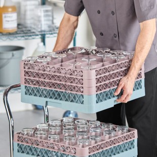 Noble Warewashing 20-Compartment Gray Full-Size Glass Rack with 3 Brown Extenders Noble Warewashing 20-Compartment Gray Full-Size Glass Rack with 3 Brown Extenders