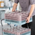 Noble Warewashing 20-Compartment Gray Full-Size Glass Rack with 3 Brown Extenders Noble Warewashing 20-Compartment Gray Full-Size Glass Rack with 3 Brown Extenders
