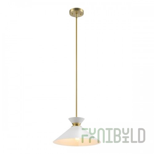 Globe Alex Matte Brass Adjustable-Height Pendant Light with White Tapered Shade - 120V, 60W
