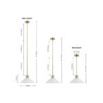 Globe Alex Matte Brass Adjustable-Height Pendant Light with White Tapered Shade - 120V, 60W Globe Alex Matte Brass Adjustable-Height Pendant Light with White Tapered Shade - 120V, 60W