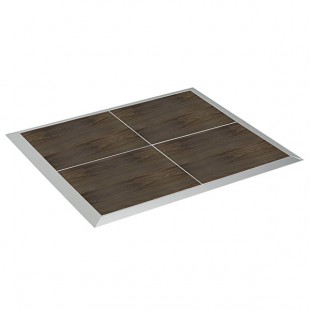 Palmer Snyder 21' x 27' Dark Walnut Vinyl Seamless Portable Dance Floor with Silver Trim - 3' x 3' Panels