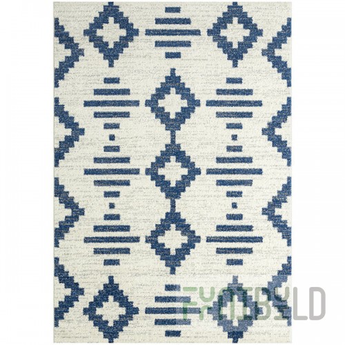 Abani Casa Collection 4' x 6' Navy / Cream Southwestern Geometric Tribal Diamond Area Rug