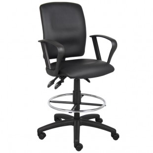 Boss B1647 Black LeatherPlus Multi-Function Drafting Stool with Loop Arms Boss B1647 Black LeatherPlus Multi-Function Drafting Stool with Loop Arms