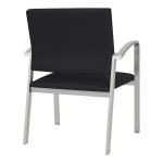Lesro Newport Patriot Plus Black Vinyl Oversized Guest Arm Chair with Silver Powder-Coated Steel Legs Lesro Newport Patriot Plus Black Vinyl Oversized Guest Arm Chair with Silver Powder-Coated Steel Legs