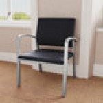 Lesro Newport Patriot Plus Black Vinyl Oversized Guest Arm Chair with Silver Powder-Coated Steel Legs Lesro Newport Patriot Plus Black Vinyl Oversized Guest Arm Chair with Silver Powder-Coated Steel Legs