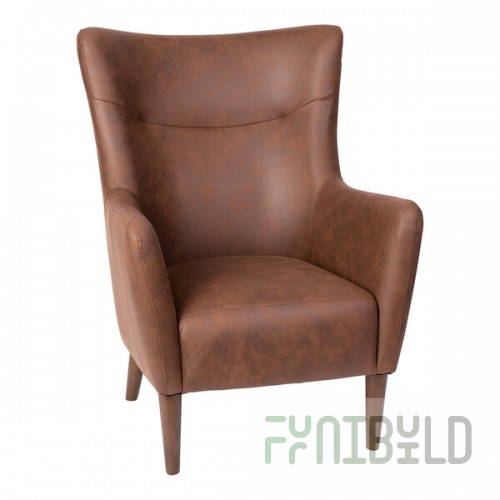 Flash Furniture Connor Dark Brown Modern Faux Leather Wingback Accent Chair with Wooden Legs and Frame