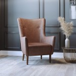 Flash Furniture Connor Dark Brown Modern Faux Leather Wingback Accent Chair with Wooden Legs and Frame Flash Furniture Connor Dark Brown Modern Faux Leather Wingback Accent Chair with Wooden Legs and Frame