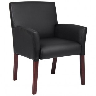 Boss B619 Black Box Arm Guest Chair with Mahogany Finish Boss B619 Black Box Arm Guest Chair with Mahogany Finish