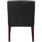 Boss B619 Black Box Arm Guest Chair with Mahogany Finish Boss B619 Black Box Arm Guest Chair with Mahogany Finish