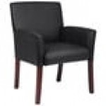 Boss B619 Black Box Arm Guest Chair with Mahogany Finish Boss B619 Black Box Arm Guest Chair with Mahogany Finish